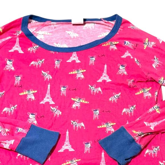 Dogs in Paris Pajama Set - Size L - Thumb Holes Long Sleeve Top with Shorts - Picture 2 of 15